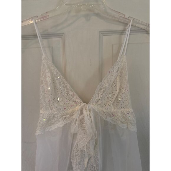 Victoria Secret White Sheer Lace Chemise Size Large - Picture 3 of 8